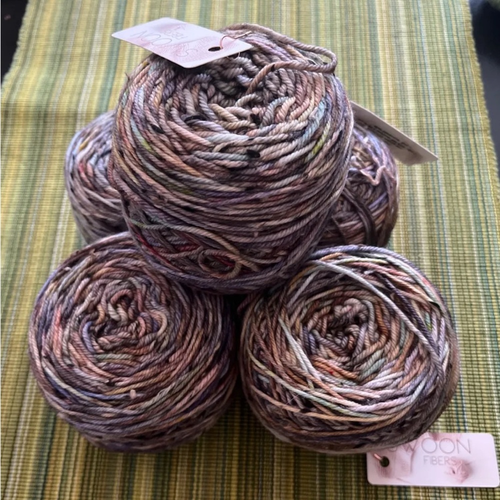 5 Skeins of Swoon Fibers Tweedy DK yarn
